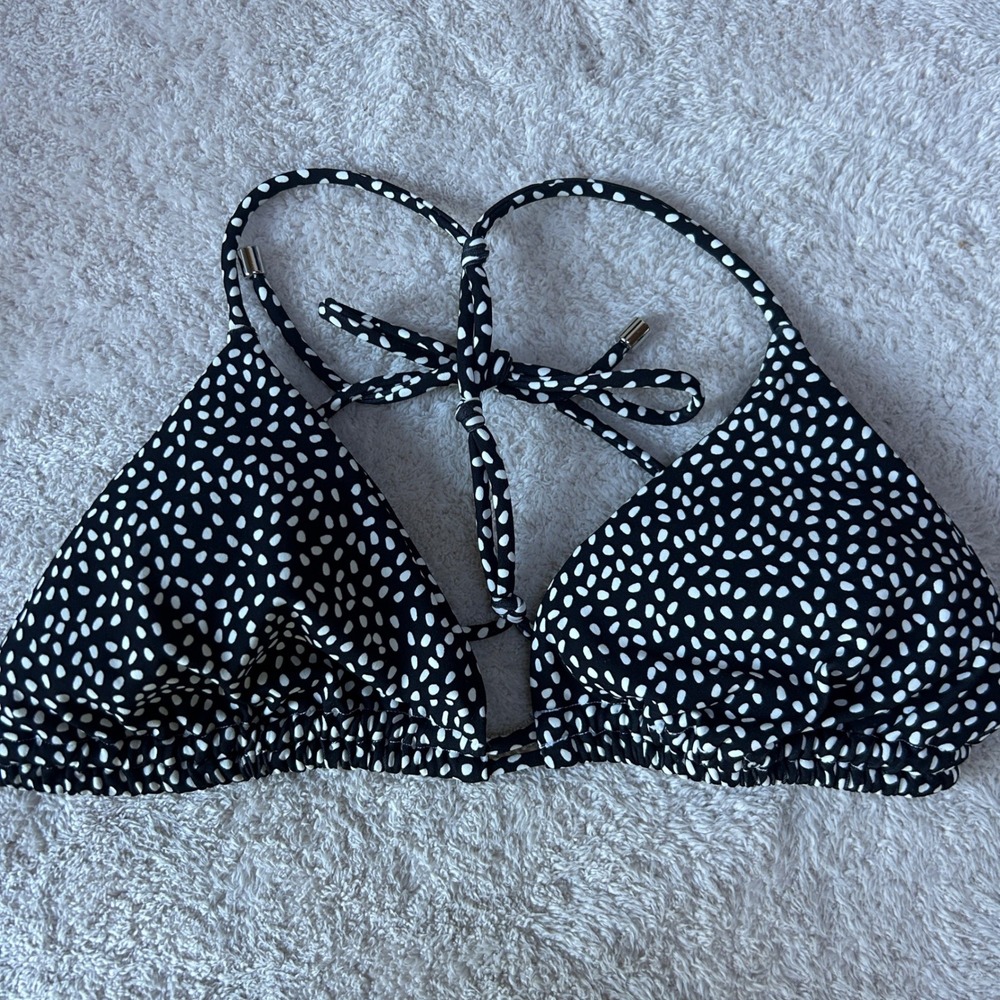 Buffbunny Collection Black White Polka Dot Triangle Bikini Top Small Swimwear